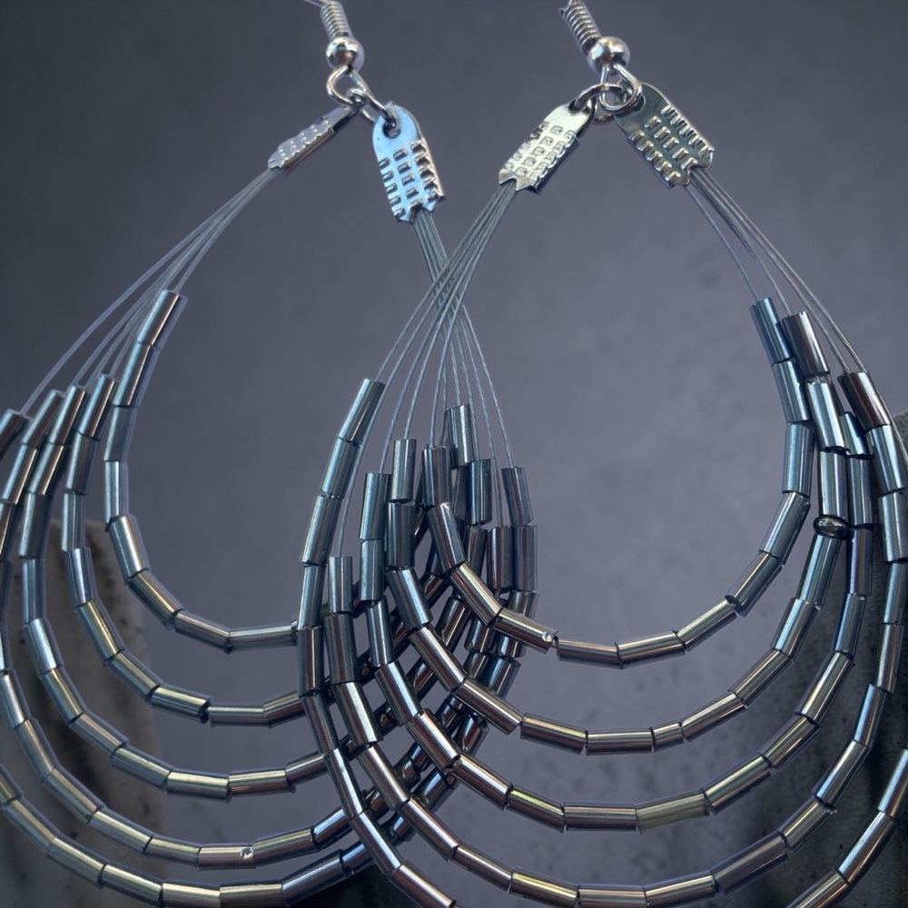 Multi-Strand Beaded Drop Earrings